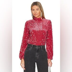 Sanctuary All Nighter Mock Neck Shirt in Rouge NWT SM